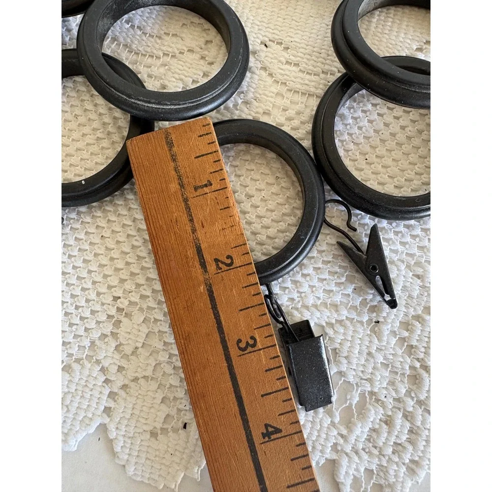 Set of 20 Matte Black Curtain Clip Rings 1.5 Inch Inner Diameter Drapery